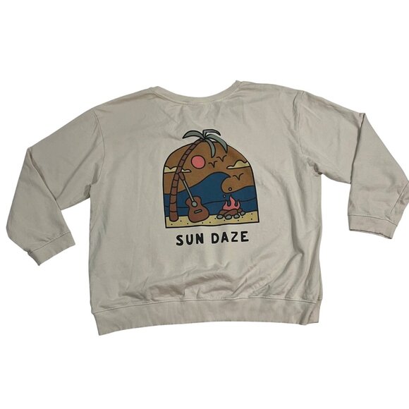 Passenger women's sweatshirt XL cream beige Sun Daze recycled cotton sweater - Picture 2 of 10